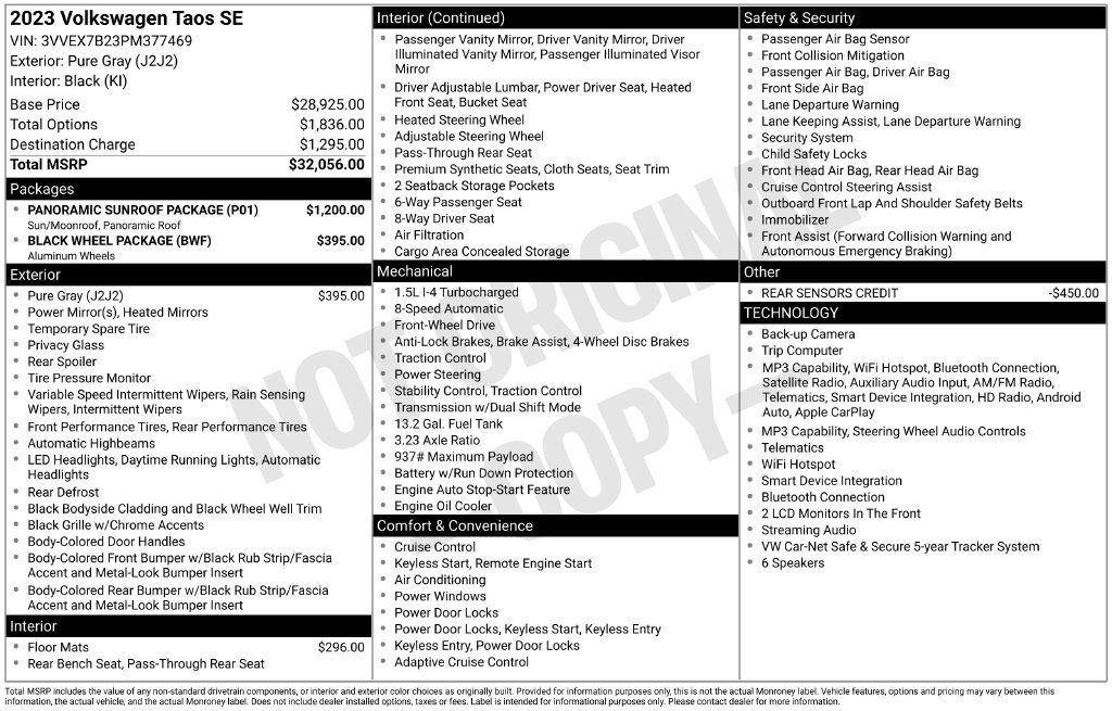 Certified Used 2023 Pure Gray Volkswagen 1.5T SE image 6