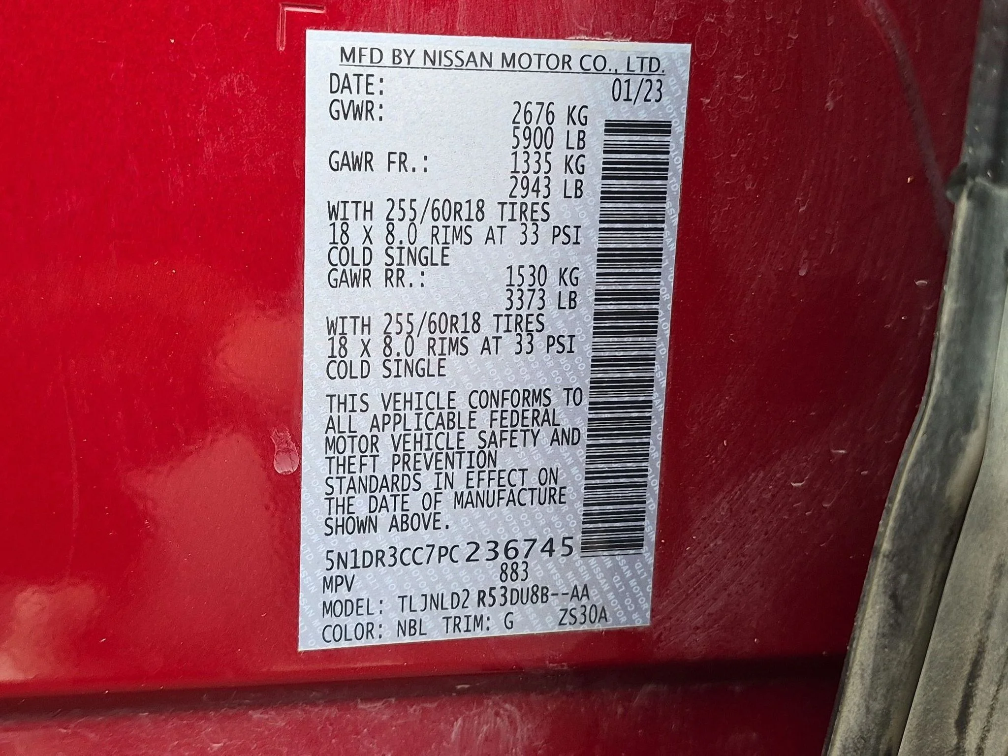Used 2023 Scarlet Ember Tintcoat Nissan SL image 26