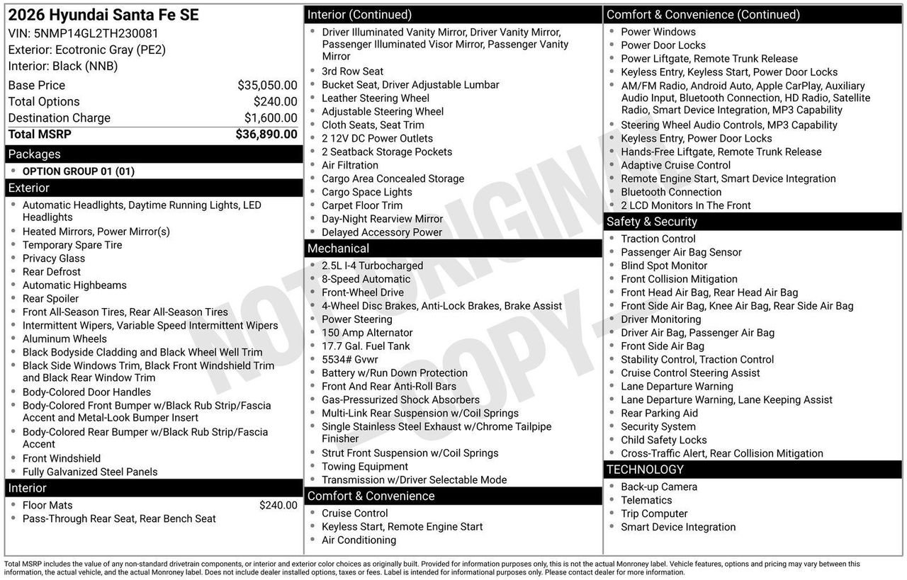 New 2026 Ecotronic Gray Hyundai SE FWD image 5