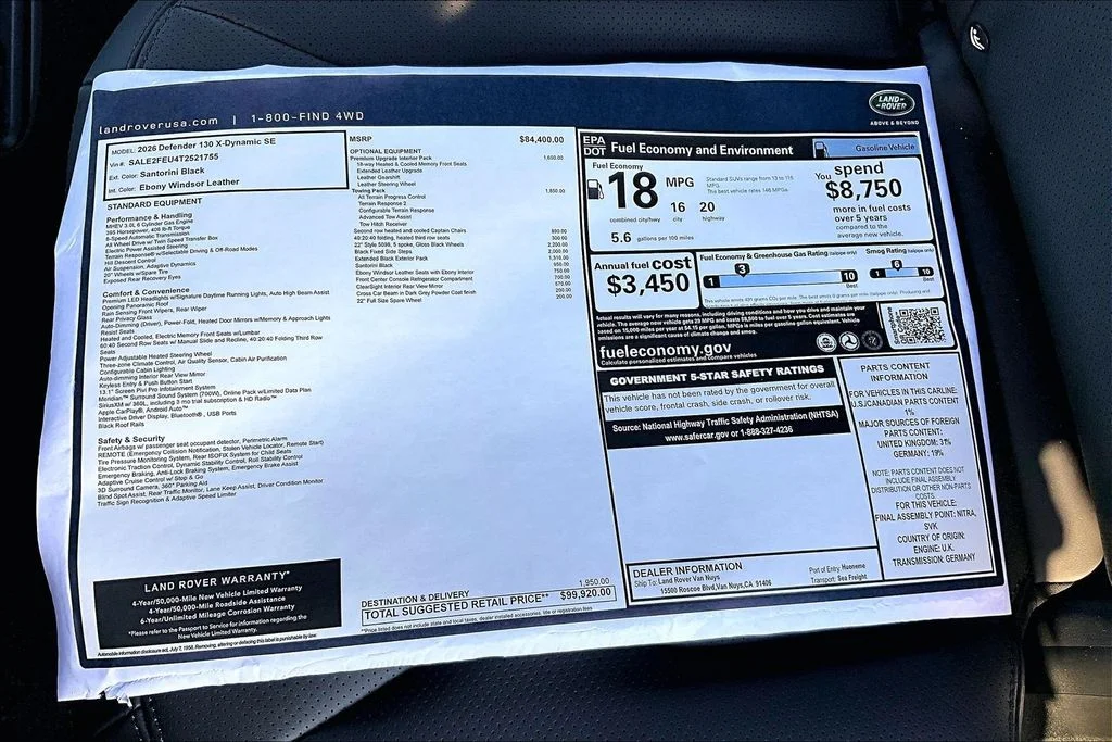 New 2026 Black Land Rover X-Dynamic SE image 15