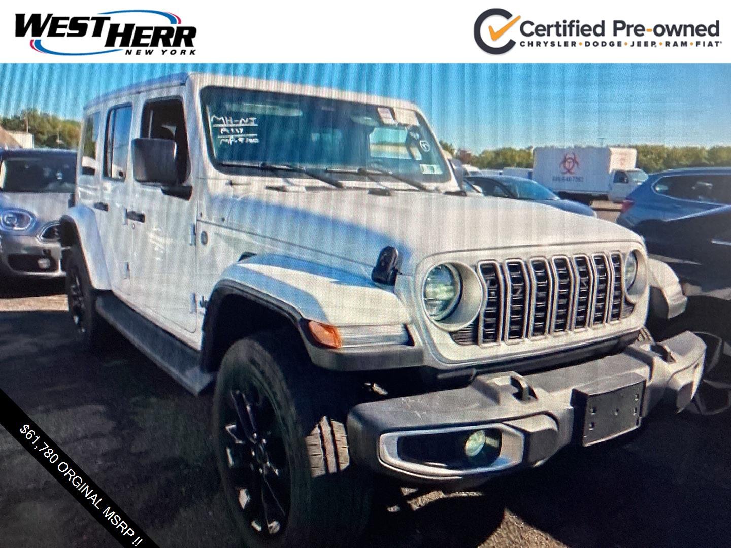 Used 2025 Bright White Clearcoat Jeep Sahara image 1