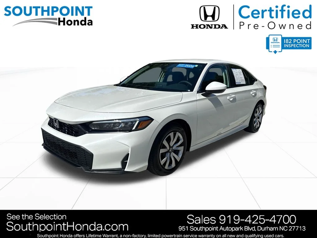 Certified Used 2026 Platinum White Pearl Honda 2WD LX image 3