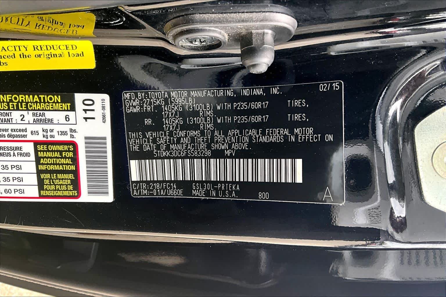 Used 2015 Attitude Black Toyota LE image 34