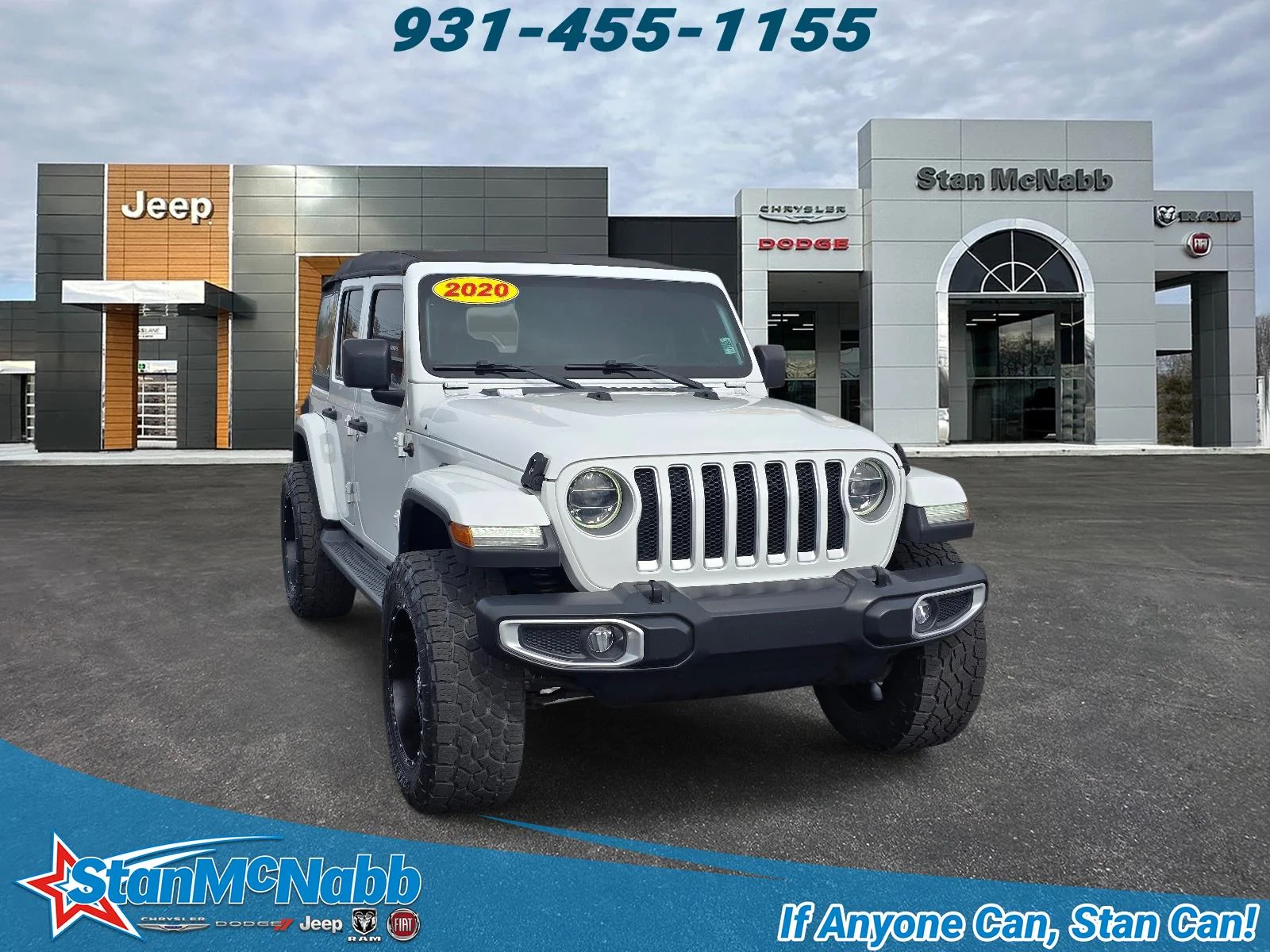 Used 2020 Bright White Clearcoat Jeep Sahara image 1
