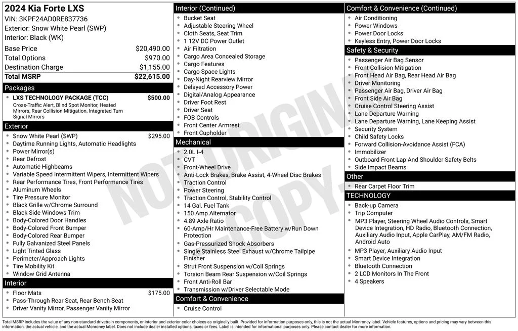 Certified Used 2024 Snow White Pearl Kia LXS image 2
