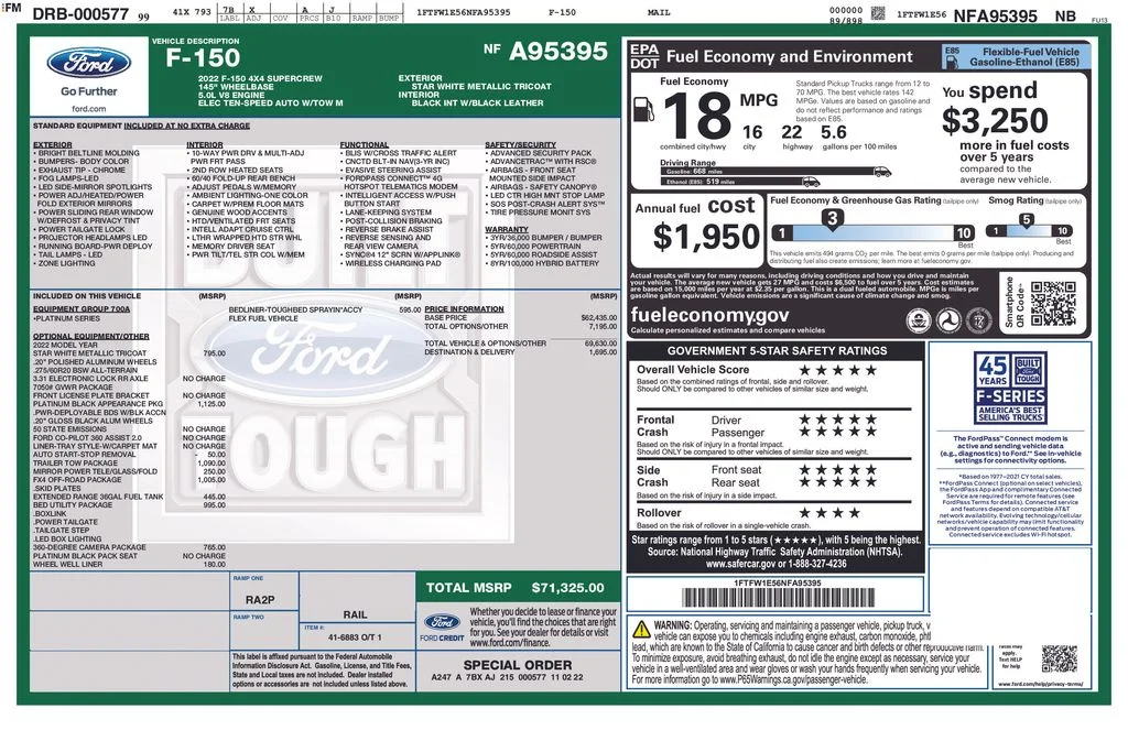 Used 2022 Star White Metallic Tri-Coat Ford Platinum image 35
