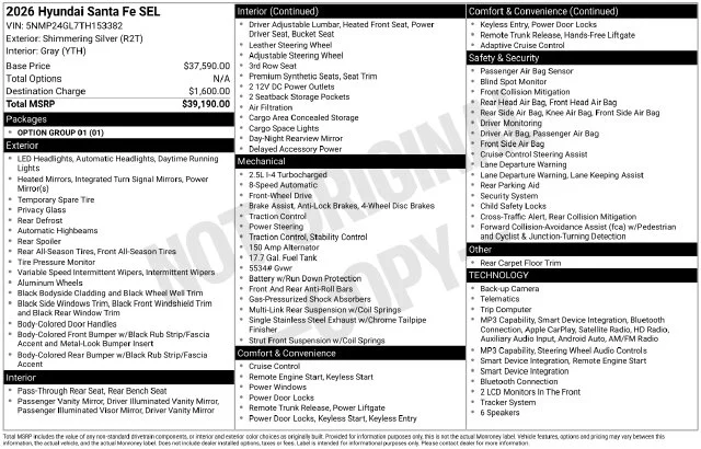 Used 2026 Silver Hyundai SEL image 53