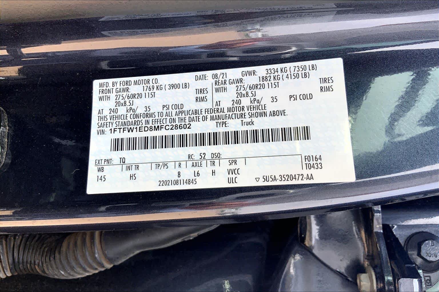 Used 2021 Smoked Quartz Metallic Tinted Clearcoat Ford LARIAT image 37