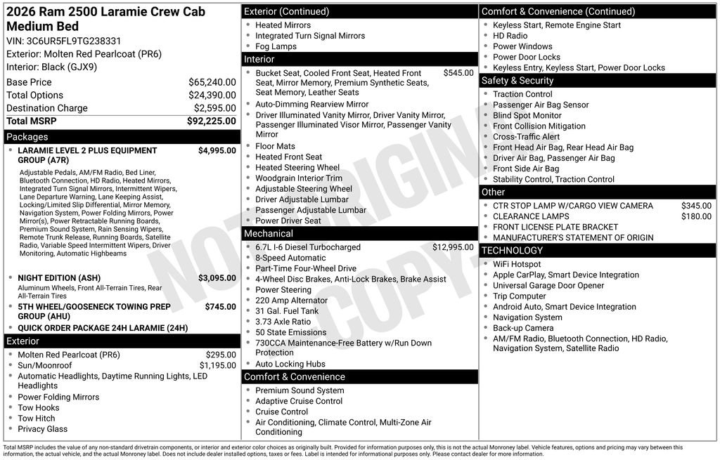 New 2026 Molten Red Pearl-Coat Exterior Paint RAM Laramie image 5