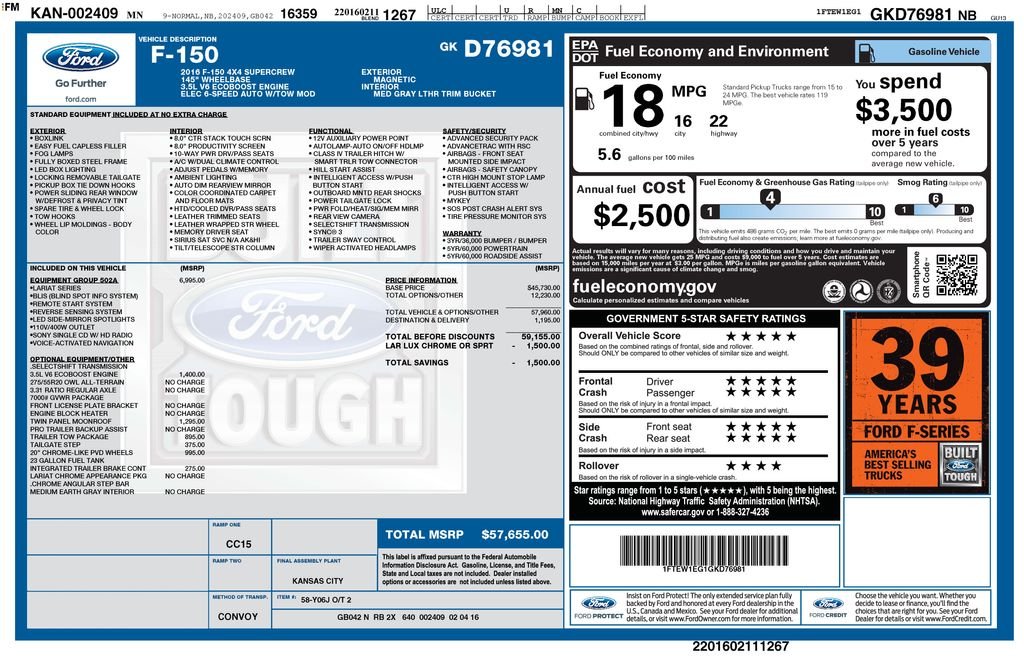Used 2016 Gray Ford Lariat image 2