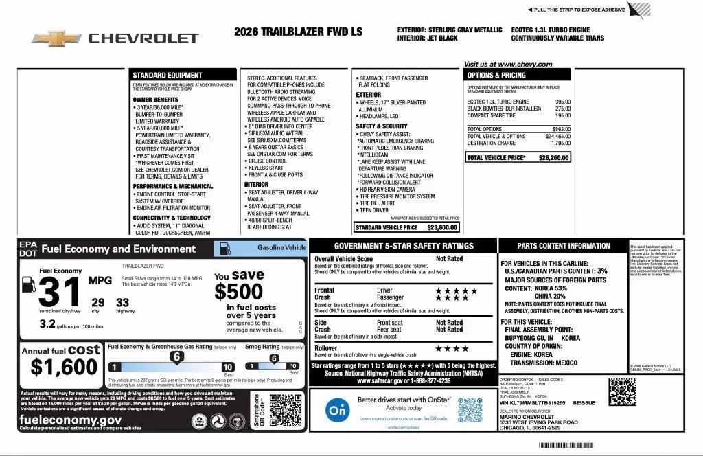 New 2026 Sterling Gray Metallic Chevrolet LS image 2