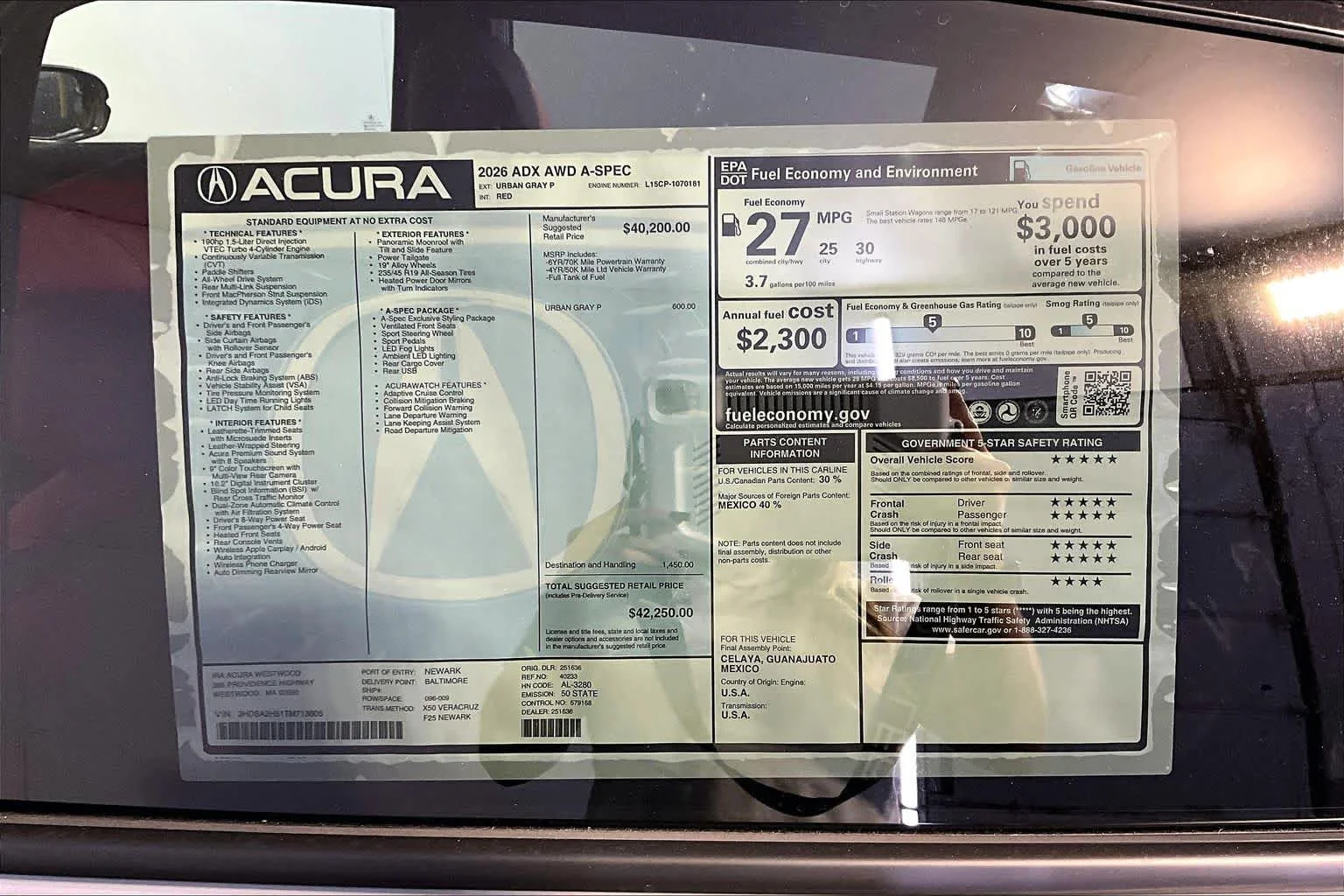 New 2026 Urban Gray Pearl Acura With A-Spec Package image 19
