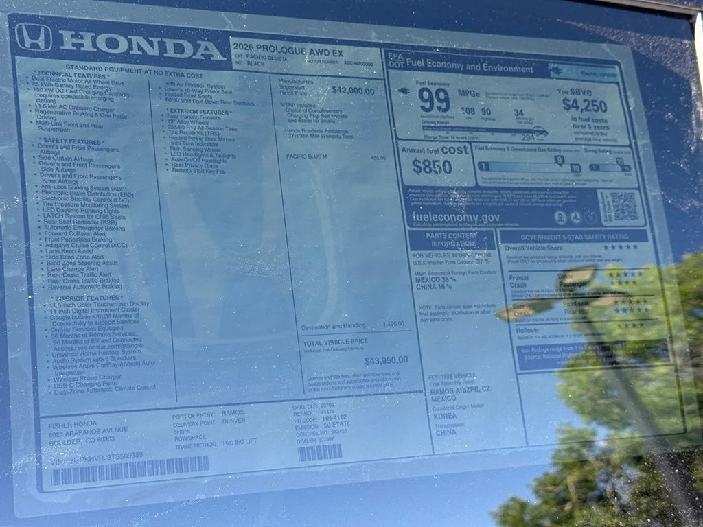 New 2026 Pacific Blue Metallic Honda EX image 26