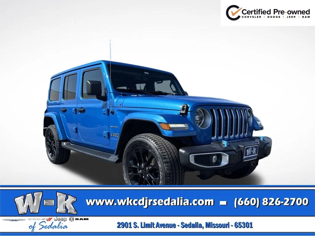 Certified Used 2023 Blue Jeep Sahara 4xe image 1