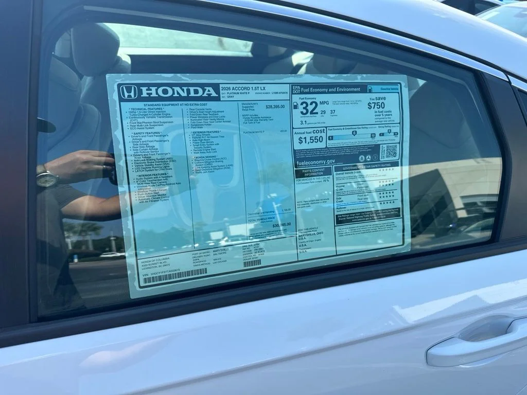New 2026 Platinum White Pearl Honda LX image 11