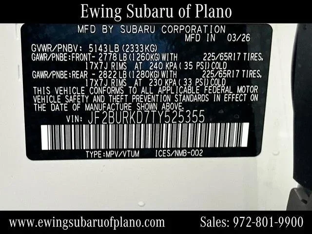New 2026 CRYSTAL WHITE PEARL Subaru Wilderness image 66