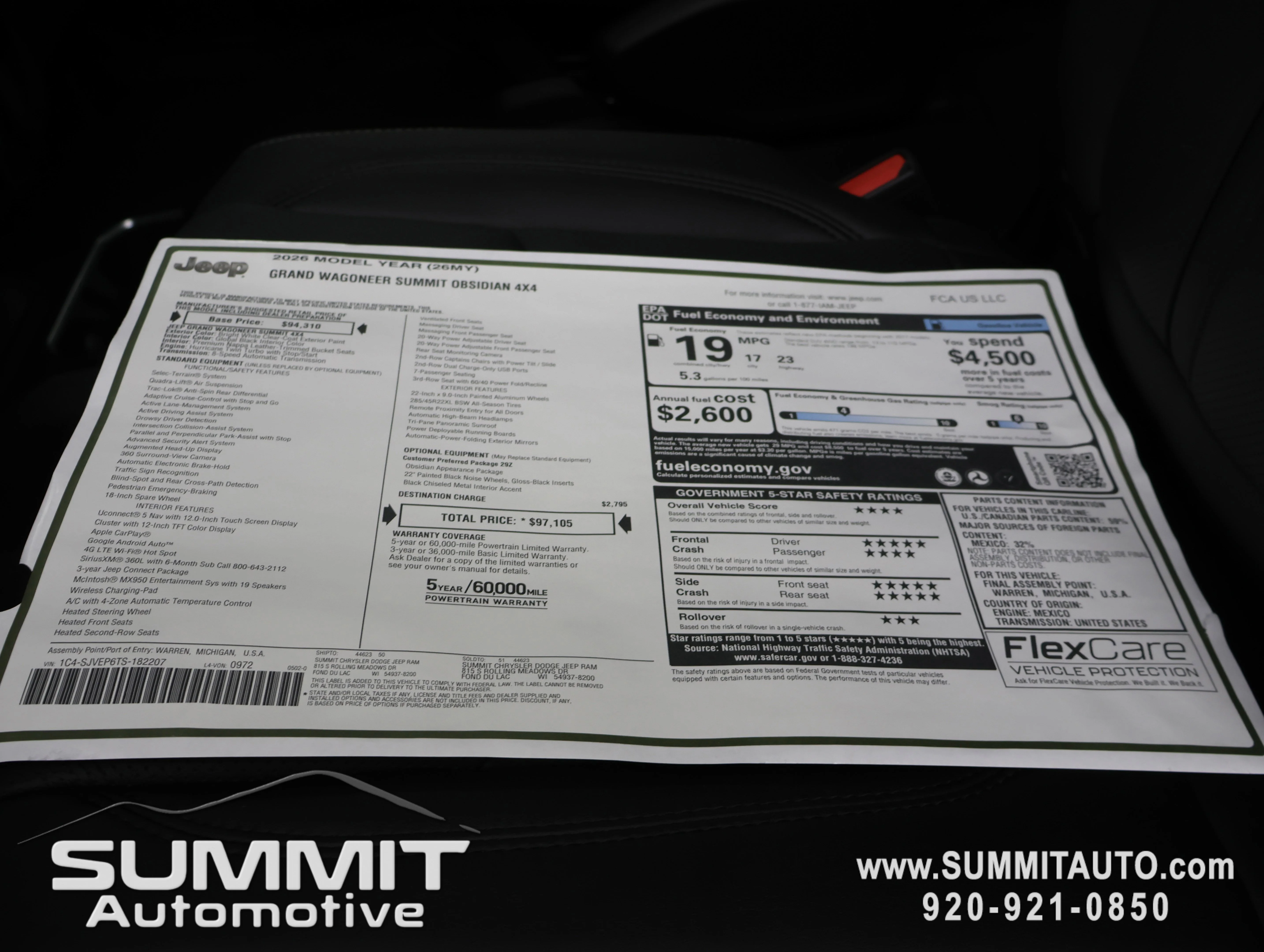 New 2026 Bright White Clear-Coat Exterior Paint Jeep Summit Obsidian image 43