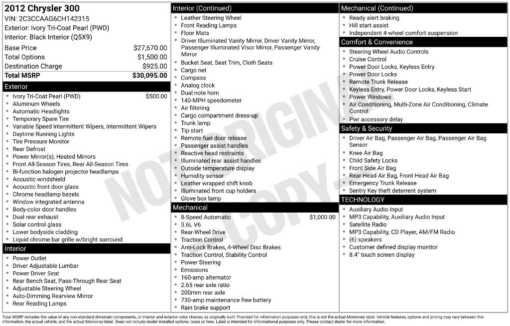 Used 2012 White Chrysler Base image 2