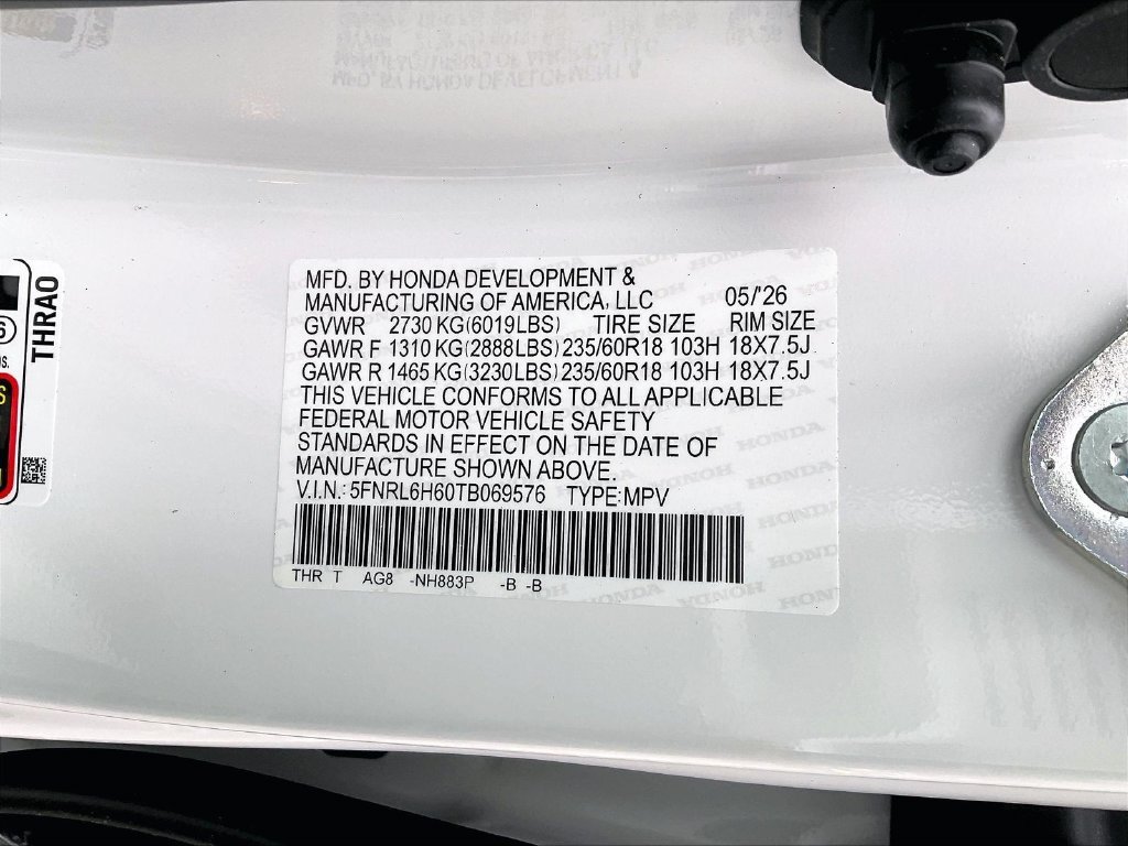 New 2026 Platinum White Pearl Honda EX-L image 17