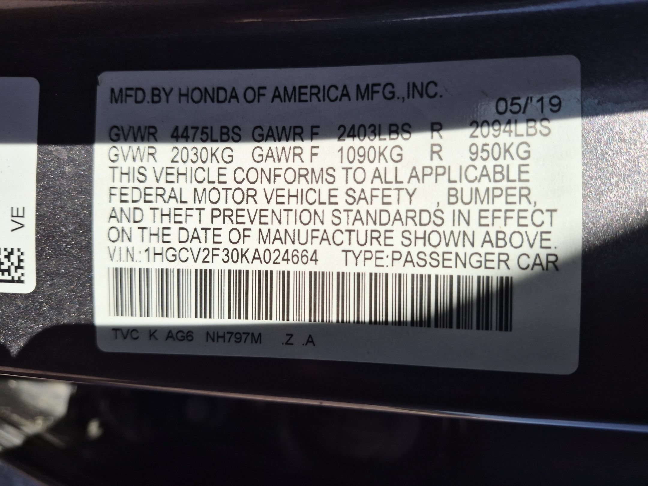 Used 2019 Gray Honda Sport 2.0T image 33