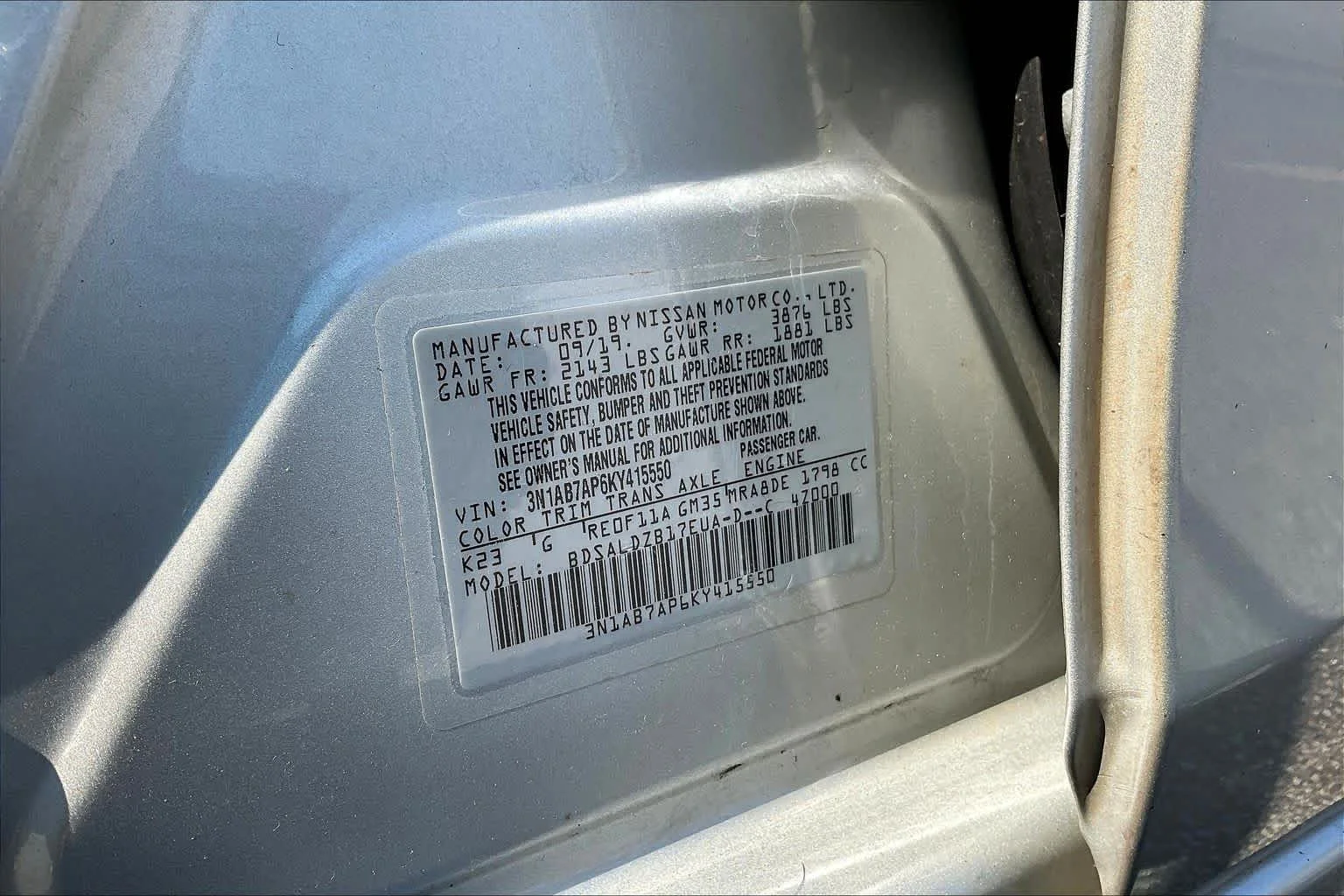 Used 2019 Brilliant Silver Metallic Nissan SV image 33