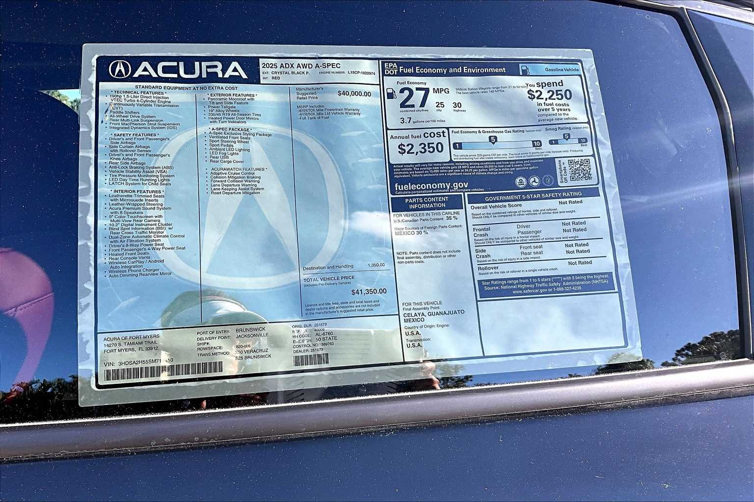 Used 2025 Crystal Black Pearl Acura w/A-Spec Package image 22