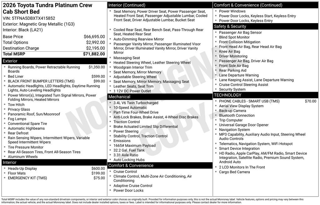 New 2026 Magnetic Gray Metallic Toyota  Platinum image 7