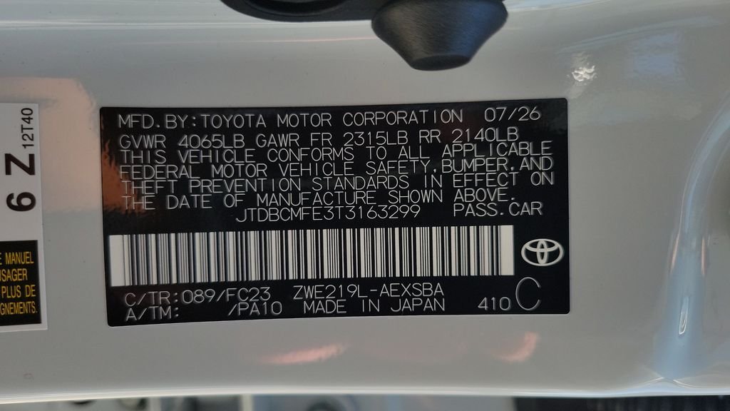 New 2026 Wind Chill Pearl <sup>1</sup> Toyota  SE image 21