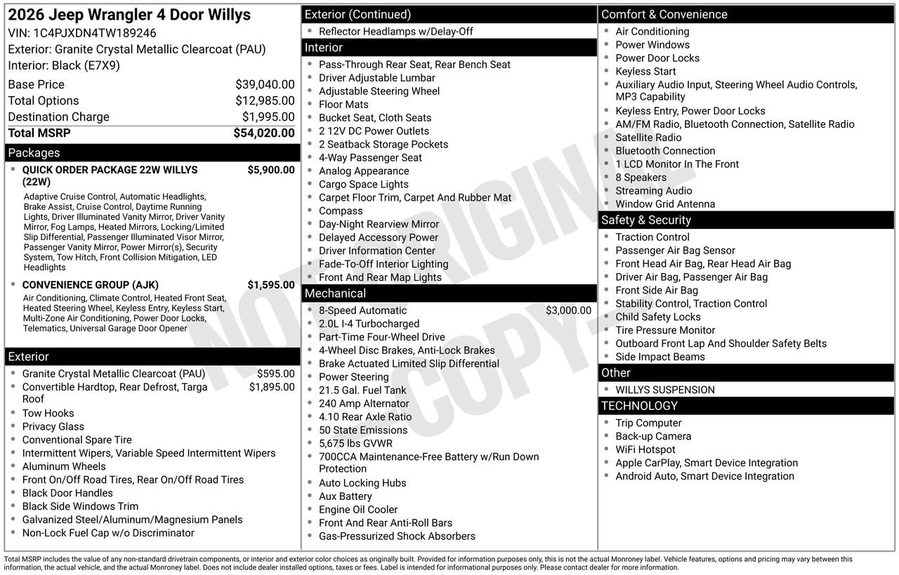 New 2026 Granite Crystal Metallic Clearcoat Jeep Willys image 32