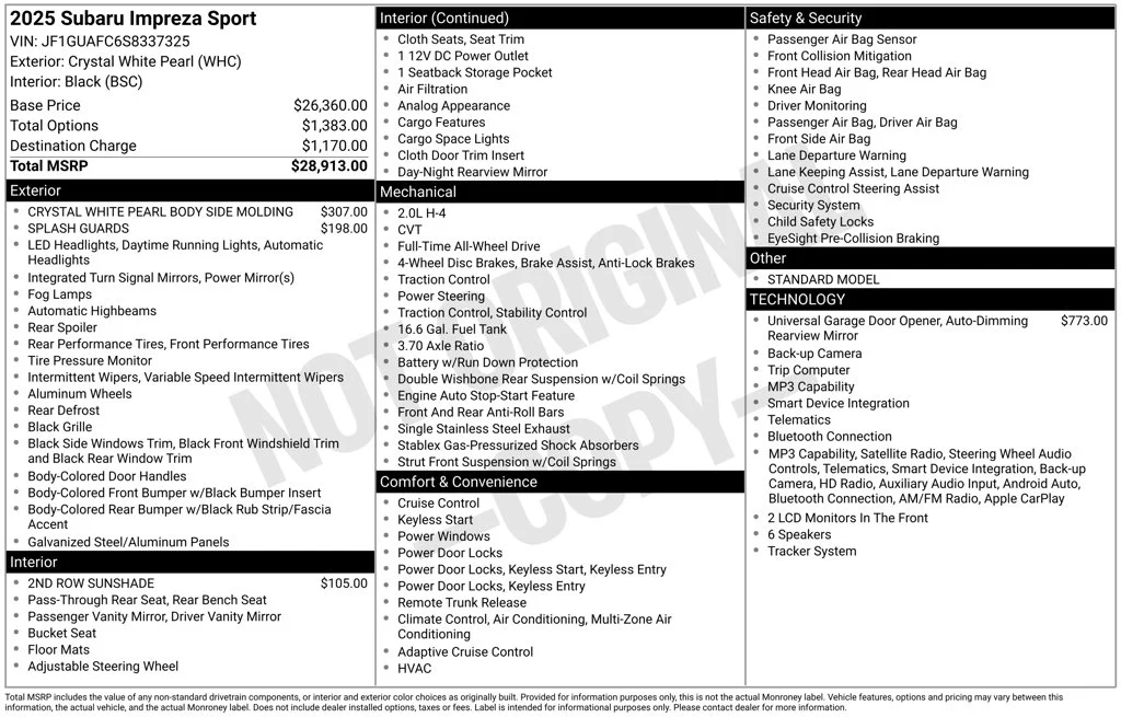 Certified Used 2025 White Subaru Sport image 26