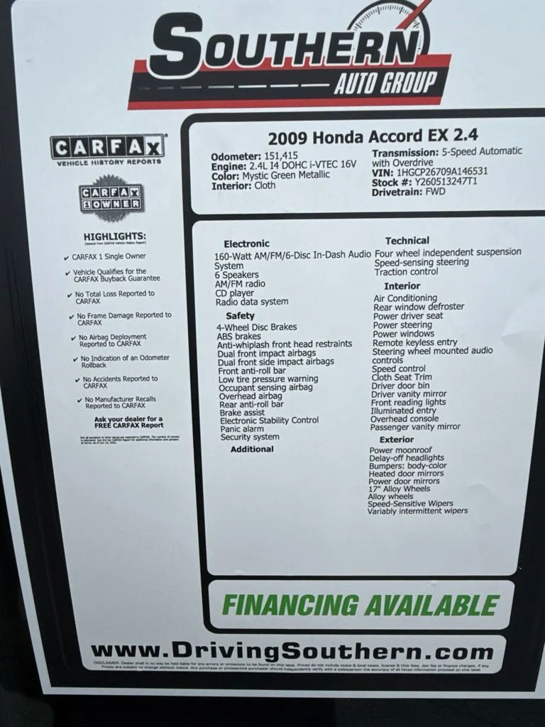 Used 2009 Green Honda EX image 9