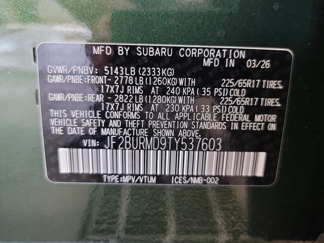 New 2026 DEEP EMERALD GREEN PEARL Subaru Wilderness image 36