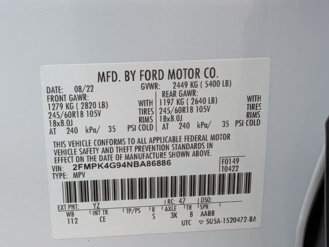 Used 2022 White Ford SE image 30
