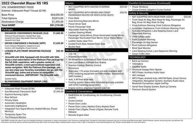 Certified Used 2022 IRIDESCENT PEARL TRICOAT Chevrolet RS image 36