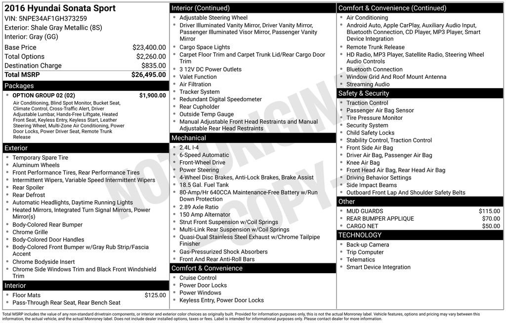 Used 2016 Hyundai Sonata Sport with VIN 5NPE34AF1GH373259 for sale in Highland Park, IL