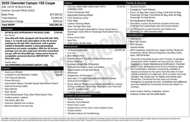 Used 2020 Summit White Chevrolet SS image 11