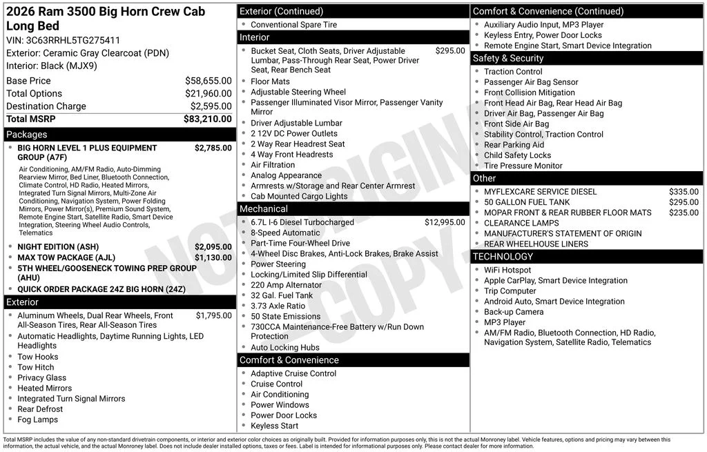 New 2026 Ceramic Gray Clear-Coat Exterior Paint RAM Big Horn image 9