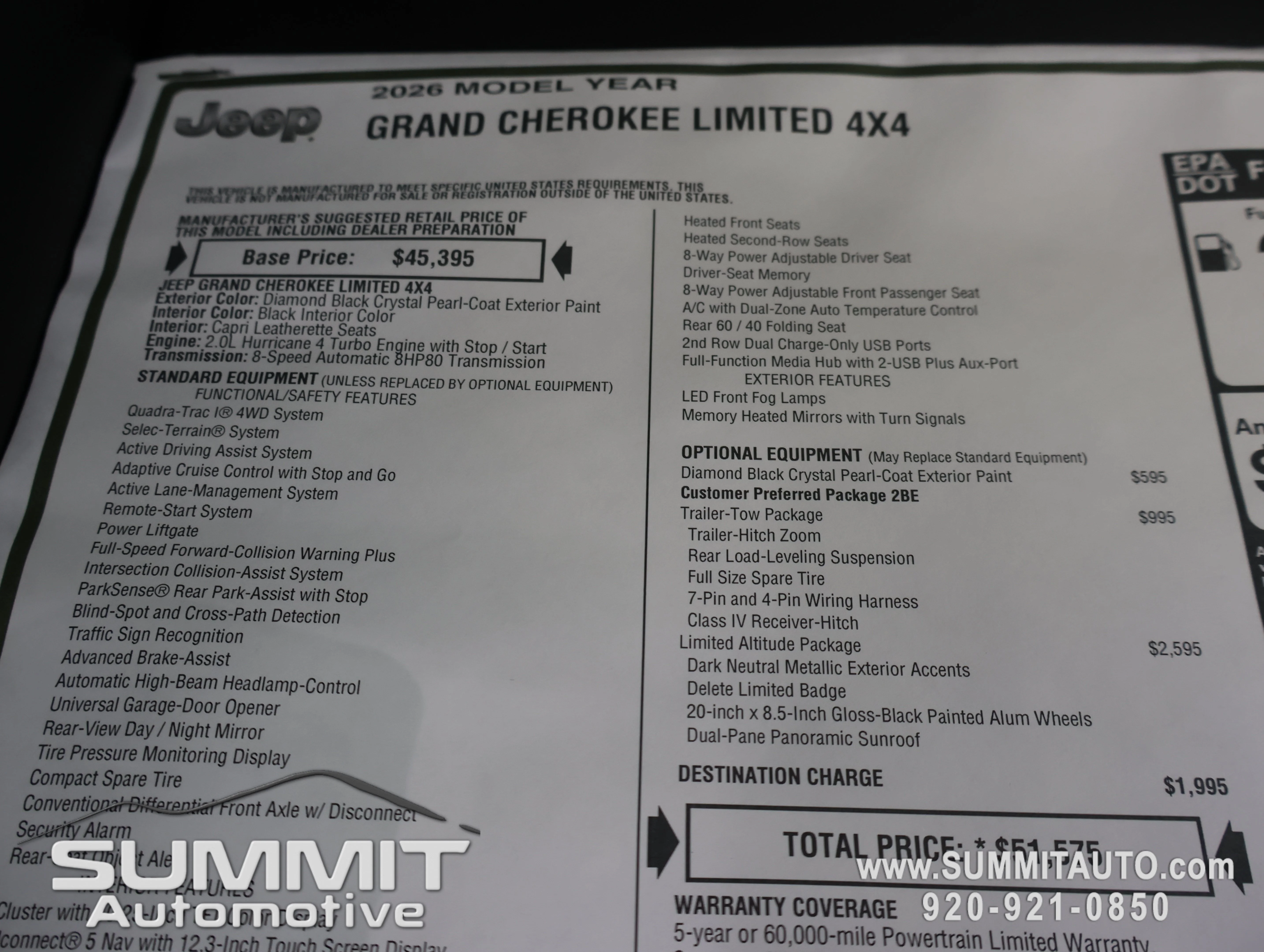 New 2026 Diamond Black Crystal Pearlcoat Jeep Limited image 29