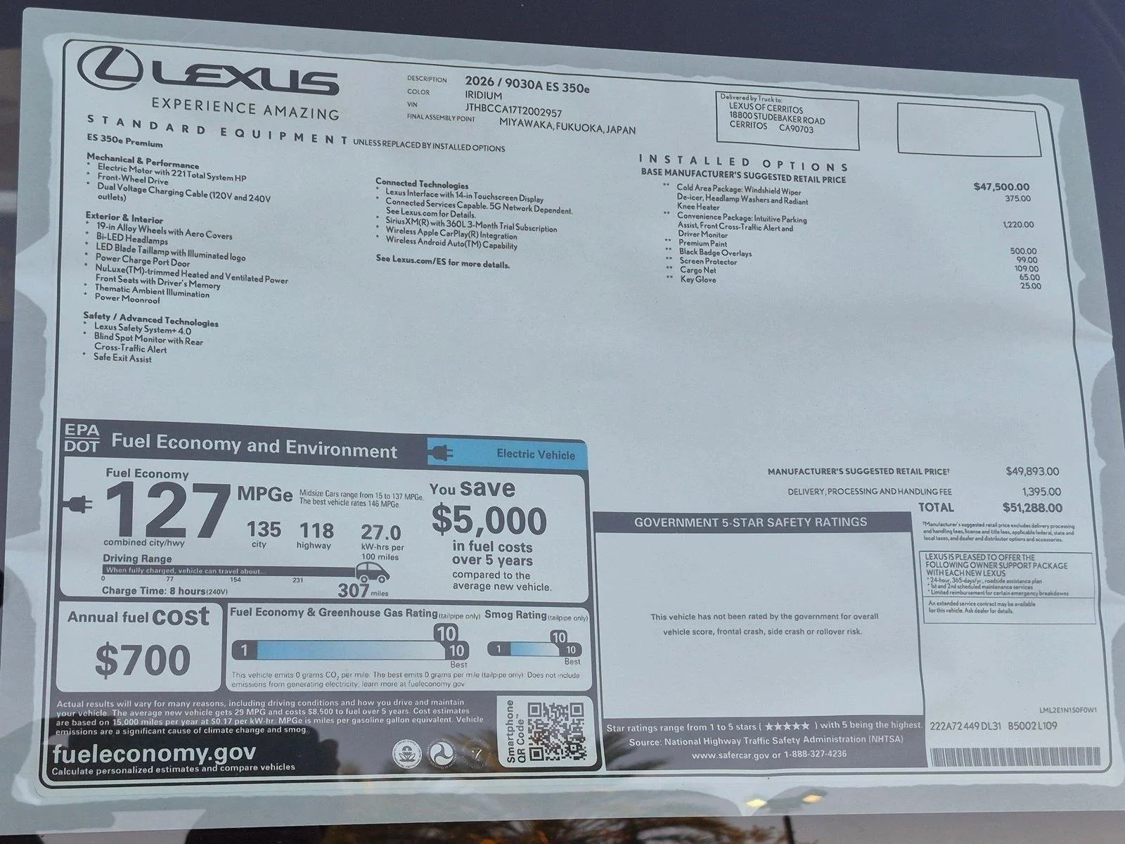New 2026 Iridium Lexus ES 350e PREMIUM image 17