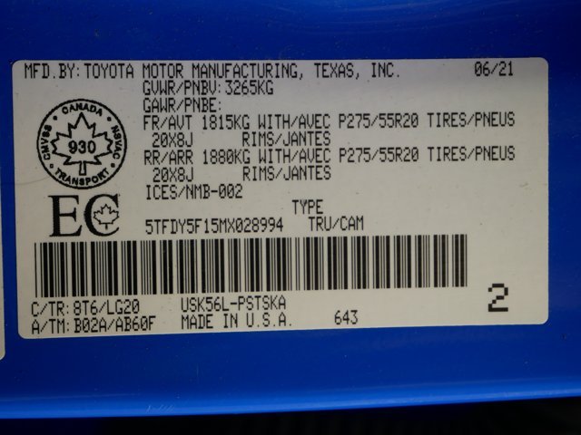 Used 2021 Voodoo Blue Toyota Crew Max SR5 w/ TRD Sport Pkg image 33