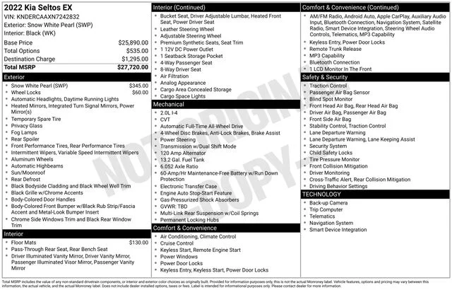 Used 2022 White Kia EX image 2