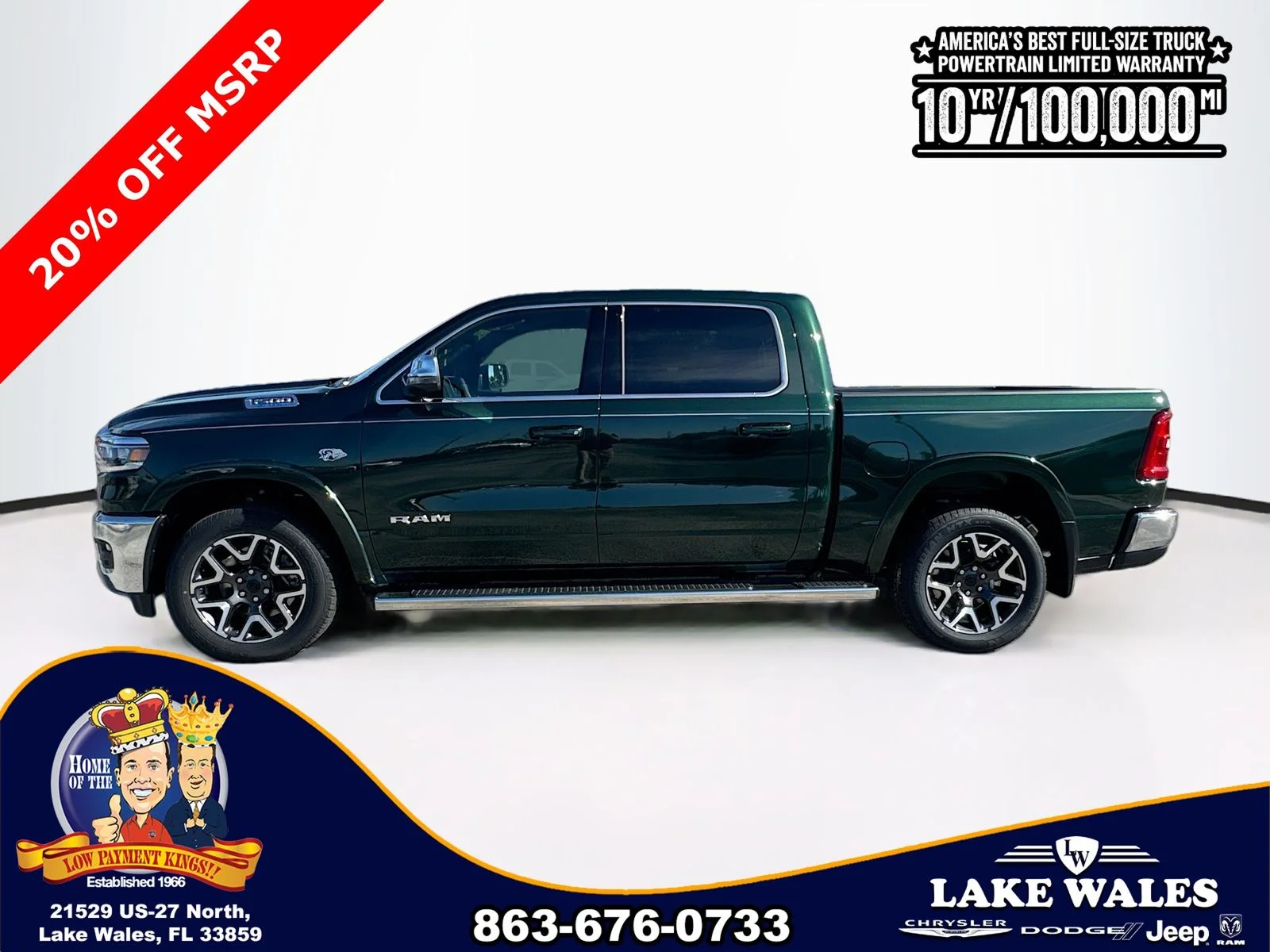 New 2026 Serrano-Green Metallic Exterior Paint RAM LARAMIE image 3