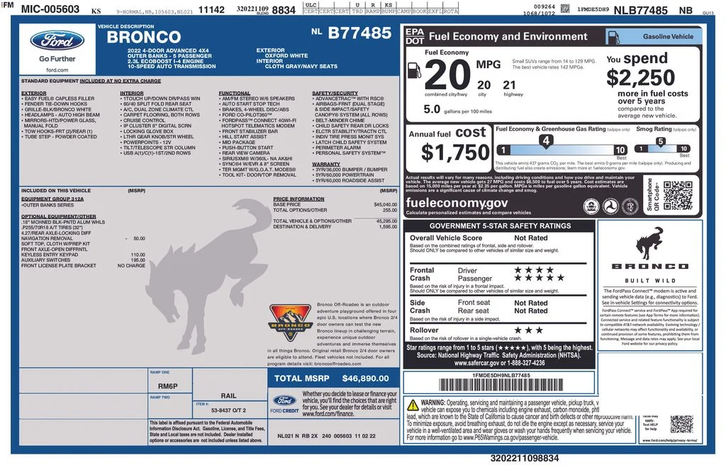 Certified Used 2022 Oxford White Ford Outer Banks image 28