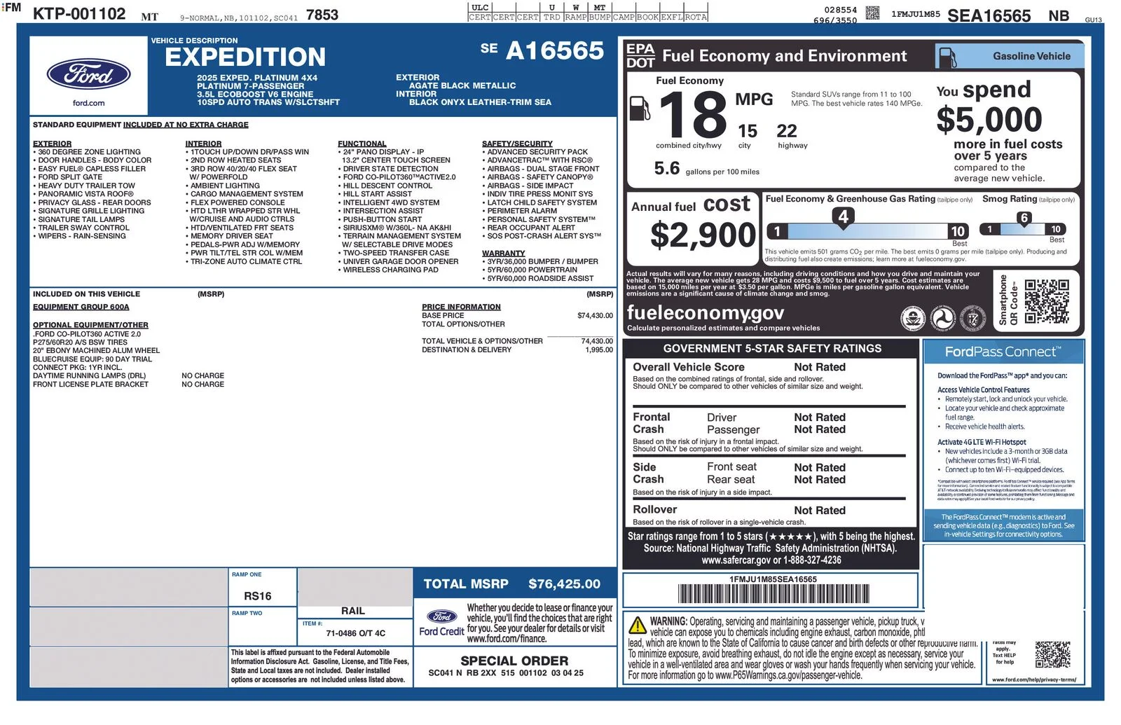 Used 2025 Black Ford Platinum image 3
