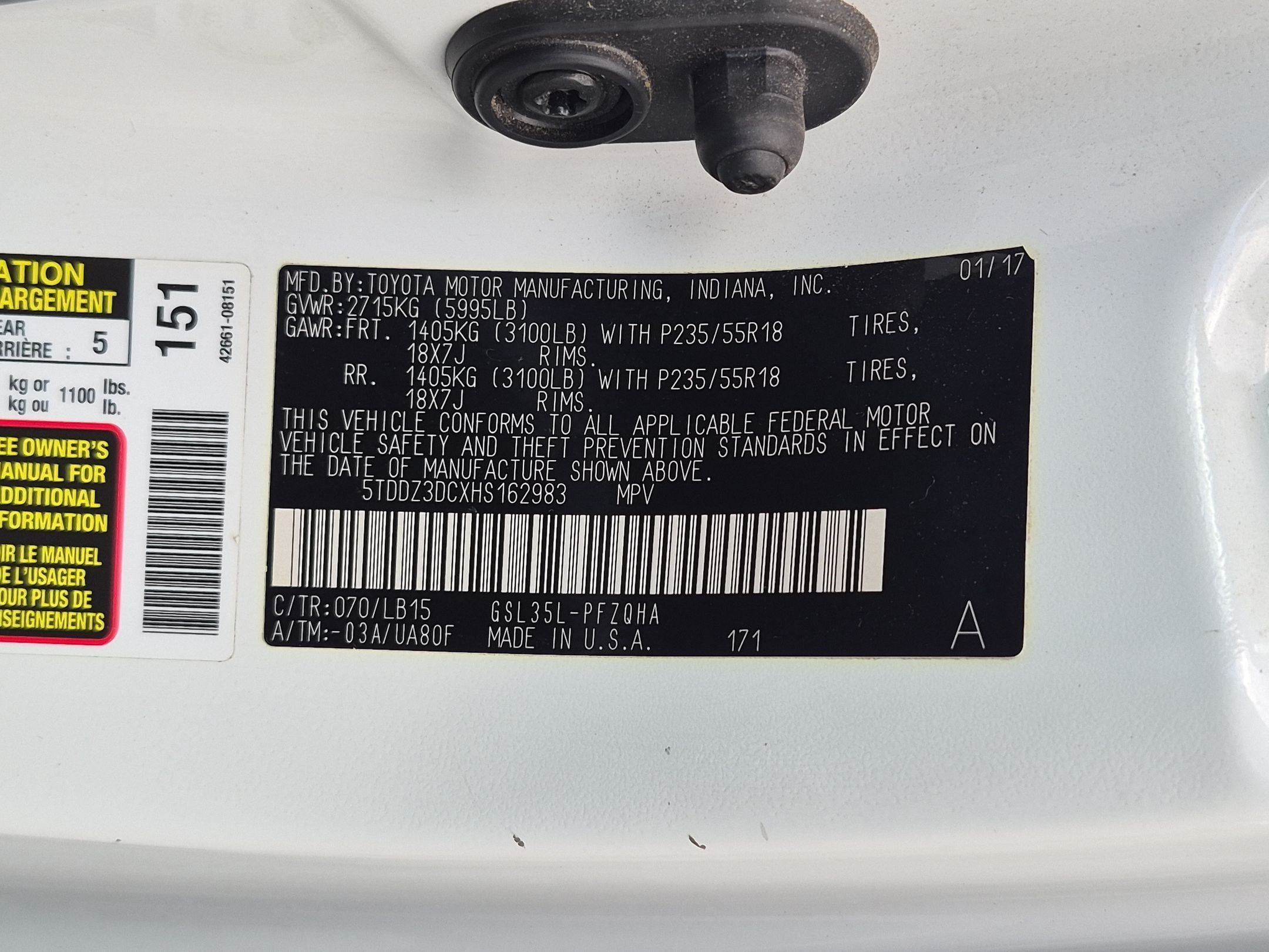 Used 2017 Blizzard Pearl Toyota Limited image 32