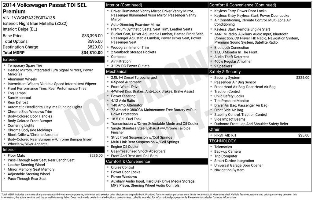 2014 Volkswagen Passat SEL Premium