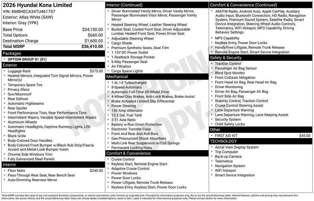 Used 2026 White Hyundai Limited image 56