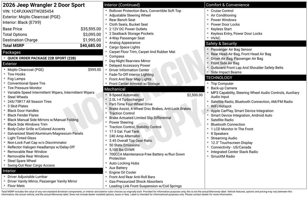 New 2026 Mojito Clear-Coat Exterior Paint Jeep Sport image 5
