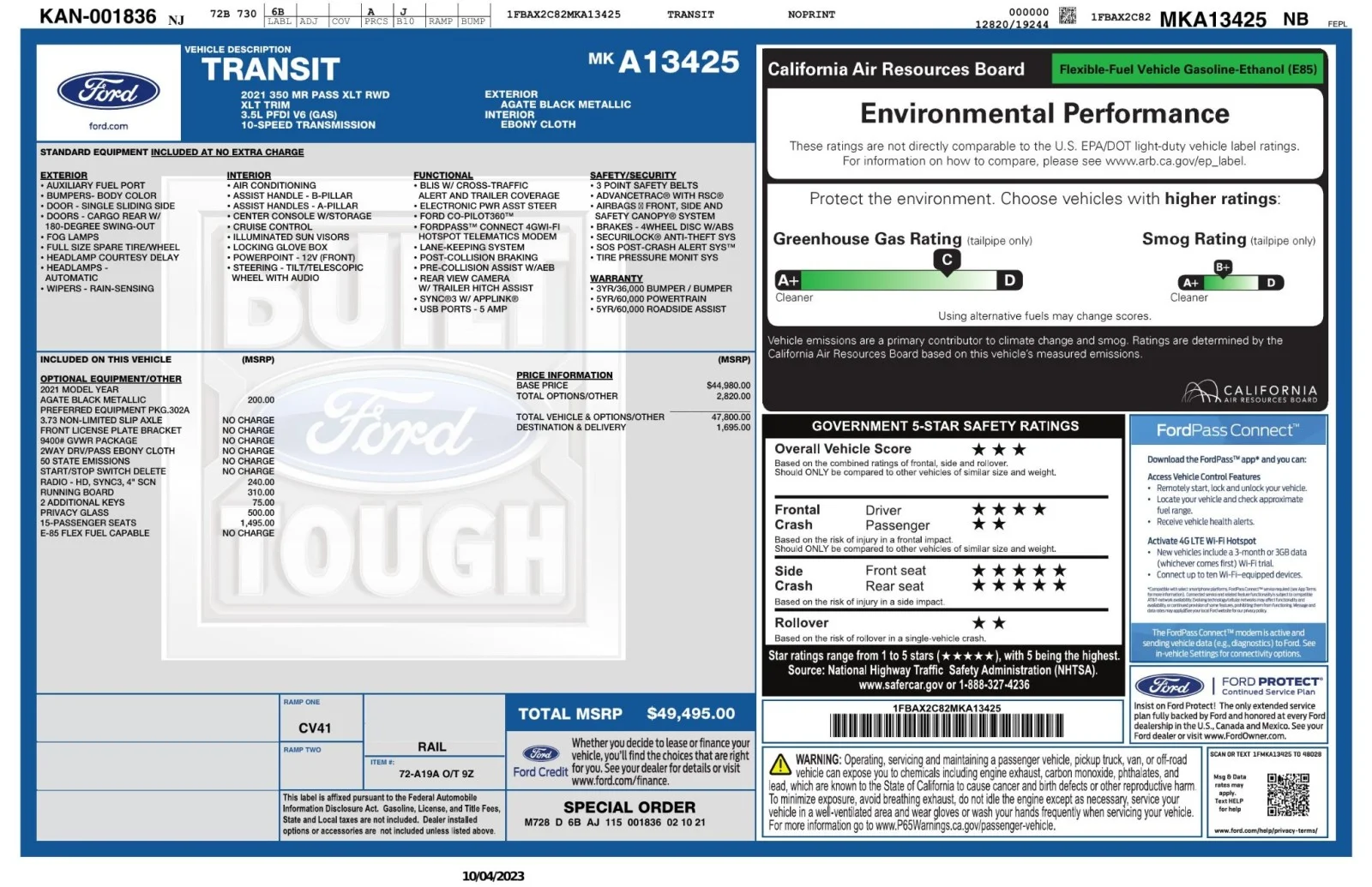 Used 2021 Agate Black Metallic Ford XLT T-350 148