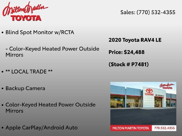 Used 2020 White Toyota LE image 2